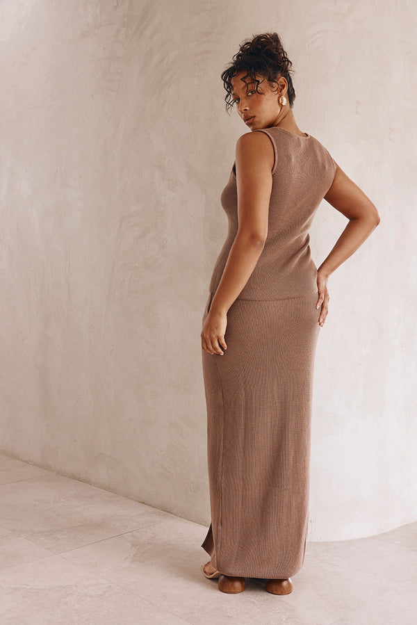 Chocolate Brown Front Split Wrap Maxi Bridget Skirt