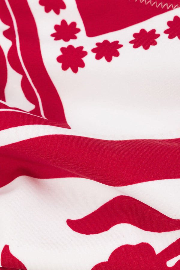 Red Voyage Print Tie Nusa Scrunch Bikini Bottom