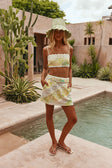 Green Fiore Festivo Print Strappy Aquila Crop Top