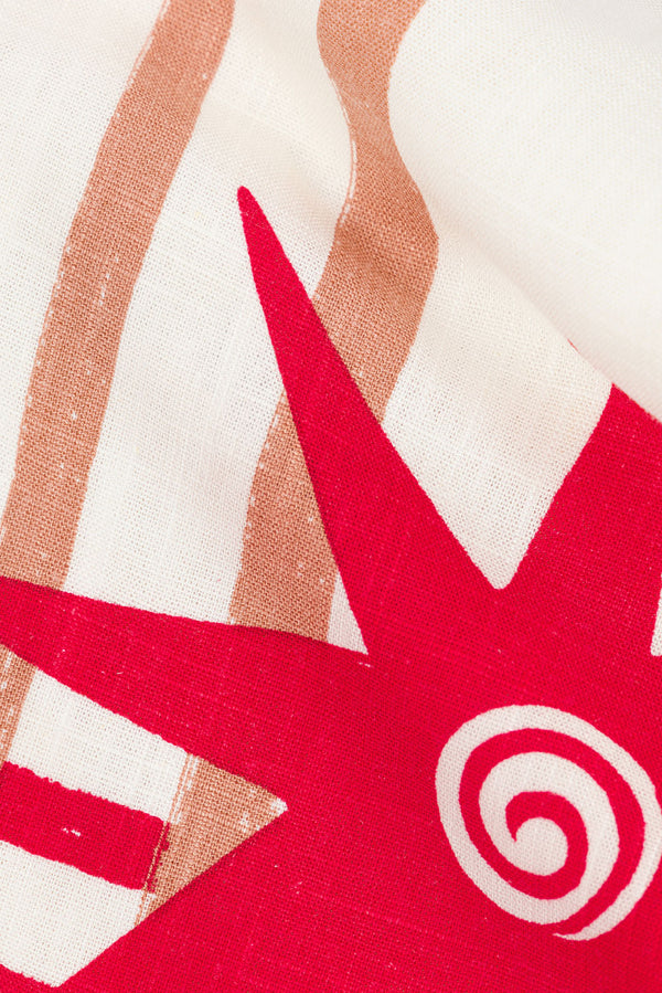 Cream Moana Red Print Strapless Aspyn Top