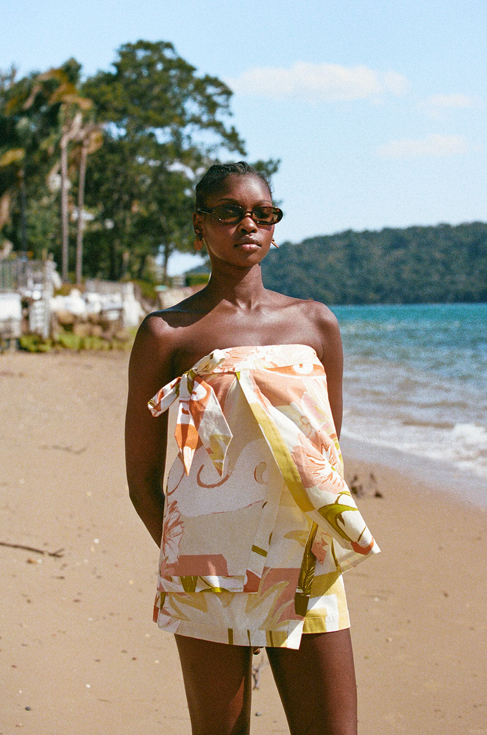 Orange Thalassa Rust Print Wrap Mini Elexus Skirt