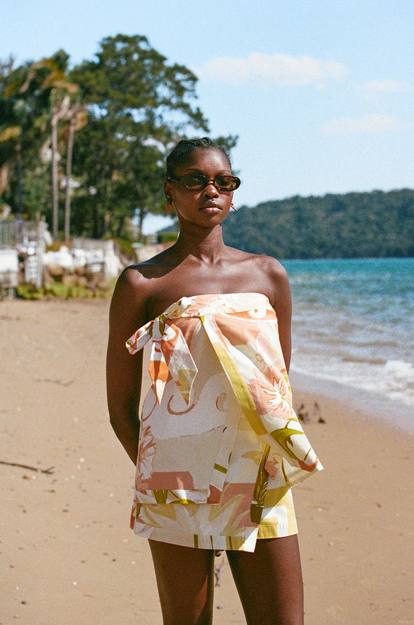 Orange Thalassa Rust Print Wrap Mini Elexus Skirt