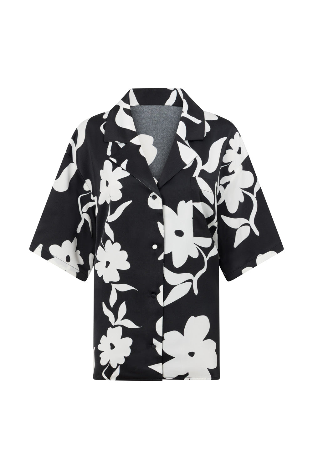 Black Alma Caroline Floral Print Button Up Enza Top