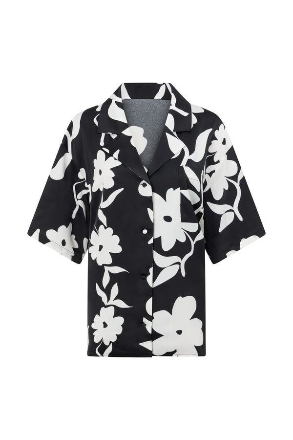 Black Alma Caroline Floral Print Button Up Enza Top