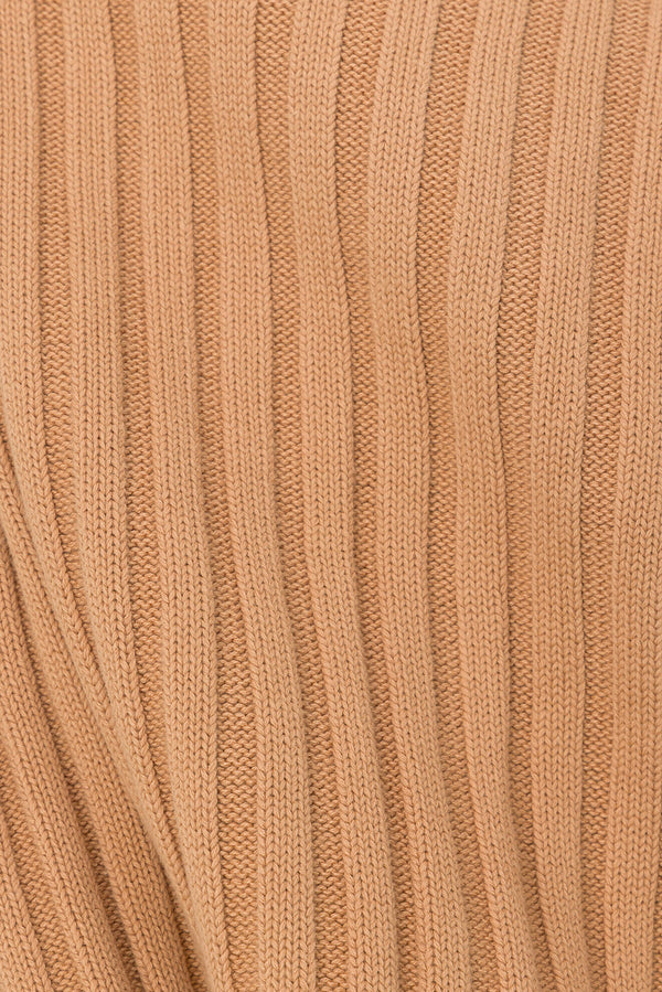 Apricot Ribbed Knit High Waist Celine Pants