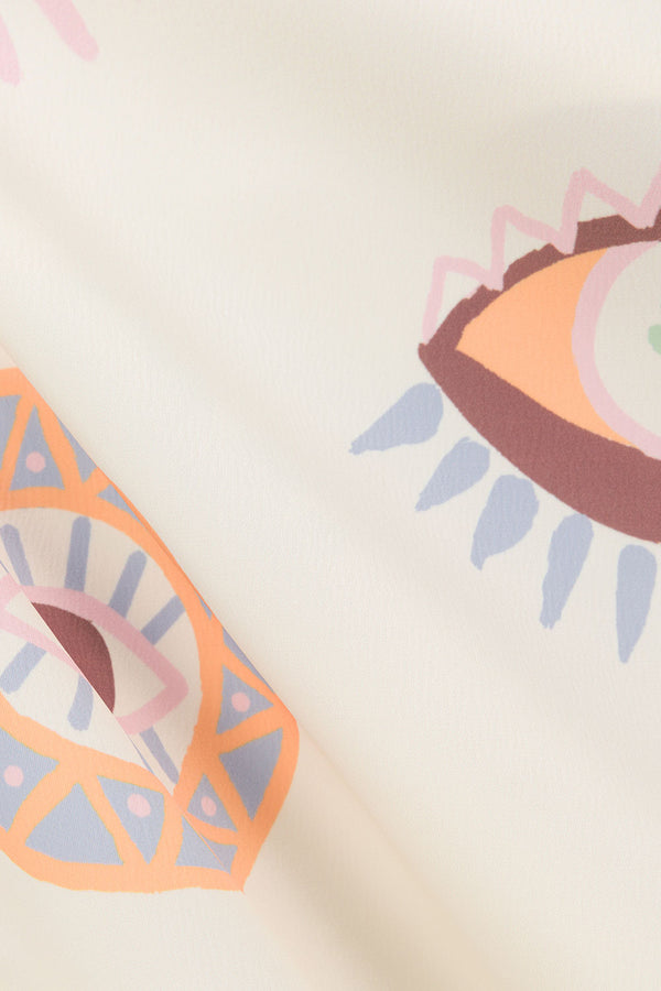 Cream Matia Print Button Up Marika Top