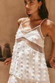 White Textured Spots Strappy Panelled Jacerra Top