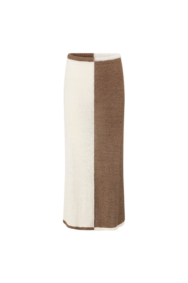 Brown Two Toned Knit Maxi Mira Skirt