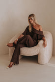 Chocolate Brown Elastic Front Tie Tarika Pants
