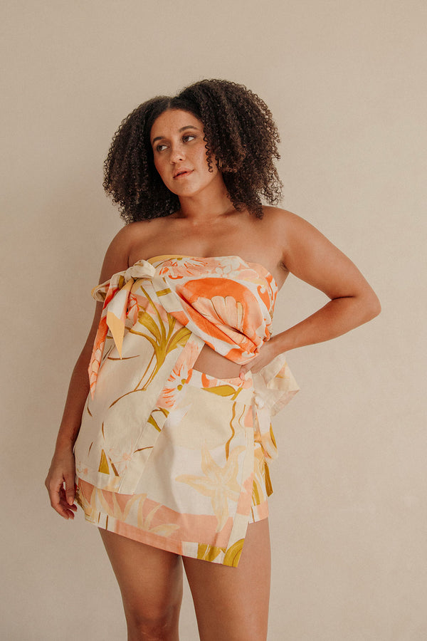 Orange Thalassa Rust Print Wrap Mini Elexus Skirt
