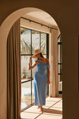 Blue Asymmetric Draped Mazi Kimora Dress