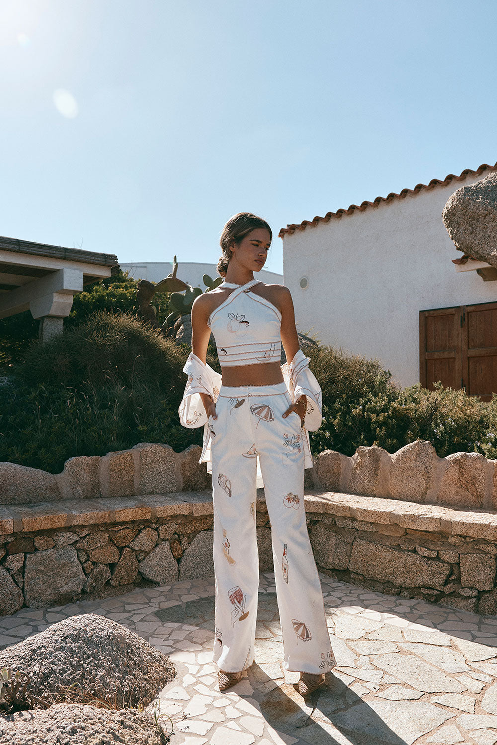White Serenita High Waist Paradise Cove Pants