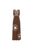 Emelia V Neckline Maxi Knit Dress - Brown, White