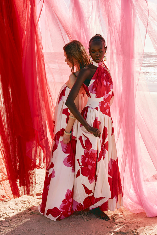 Pink Sole Rosa Print Halter Maxi Daje Dress