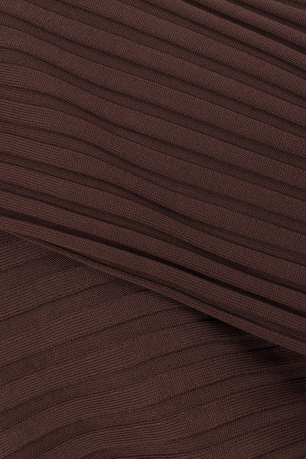 Chocolate Brown Pleated Knit Maxi Bally Dress