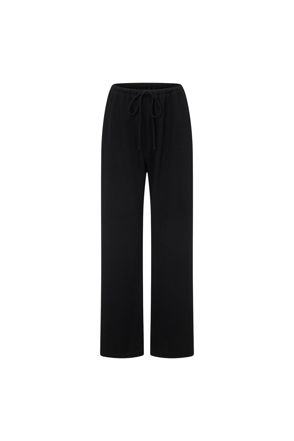 Black Ribbed Knit Wide Leg Lana Pants