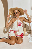 Cream Moana Red Print Halter Neck Zendaya Playsuit