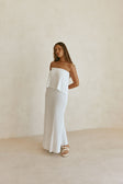 White Vintage Crochet Knit Strapless Maxi Maria Dress