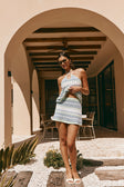 Blue White and Green Stripe Knit Mini Karina Skirt