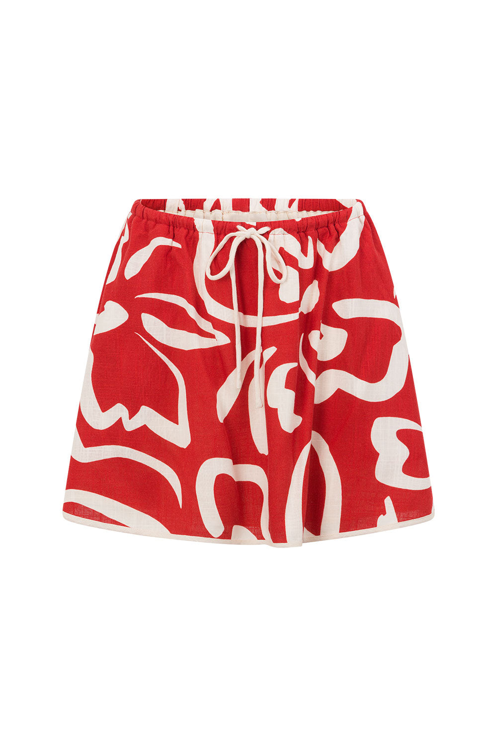 Red Fila Rouge Floral Print Drawstring Skirt