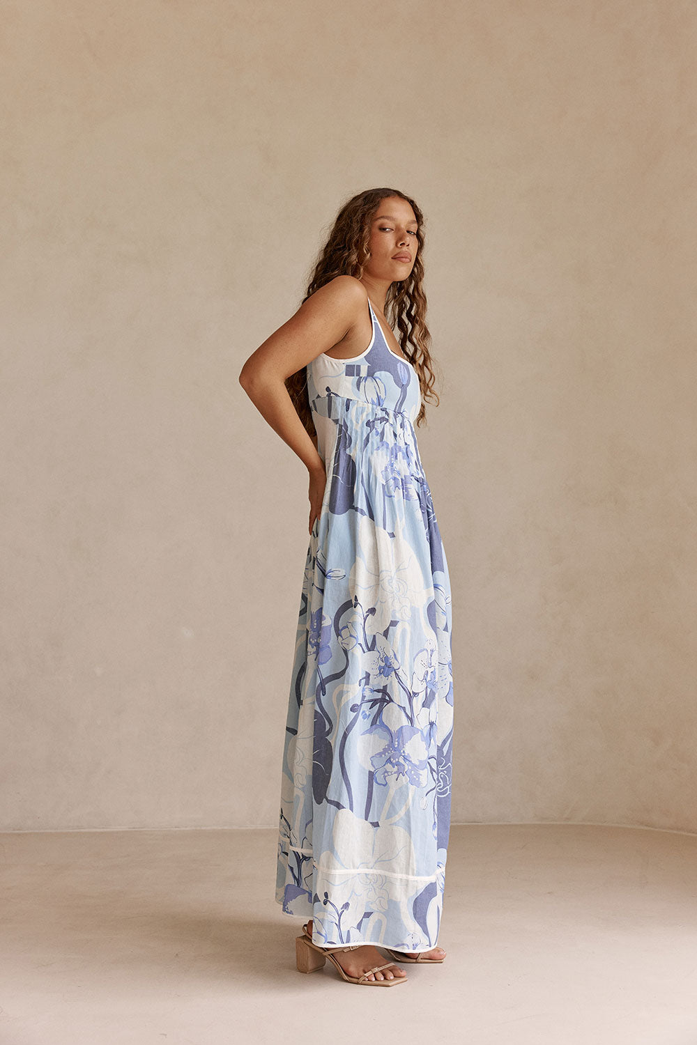Blue Bouquet Blu Print Maxi Alista Dress