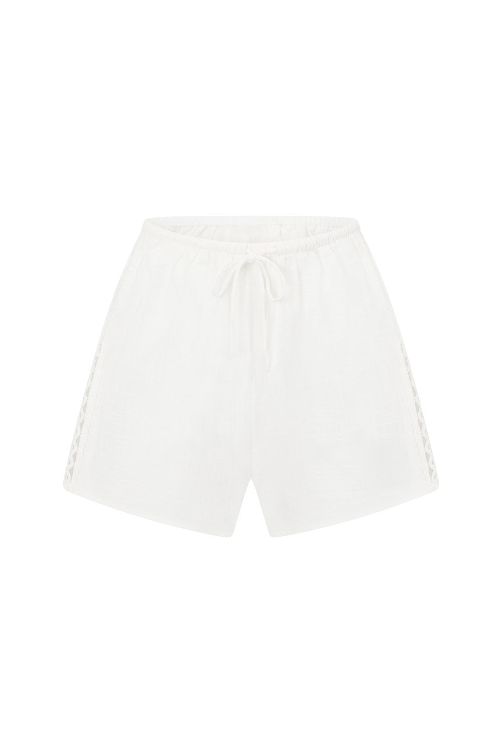 White Lace Elastic Drawstring Lacey Shorts