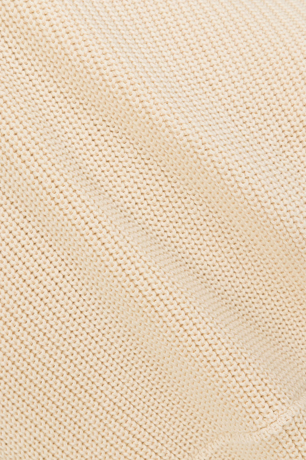 Beige Cotton Knit Draped Mini Lovina Dress