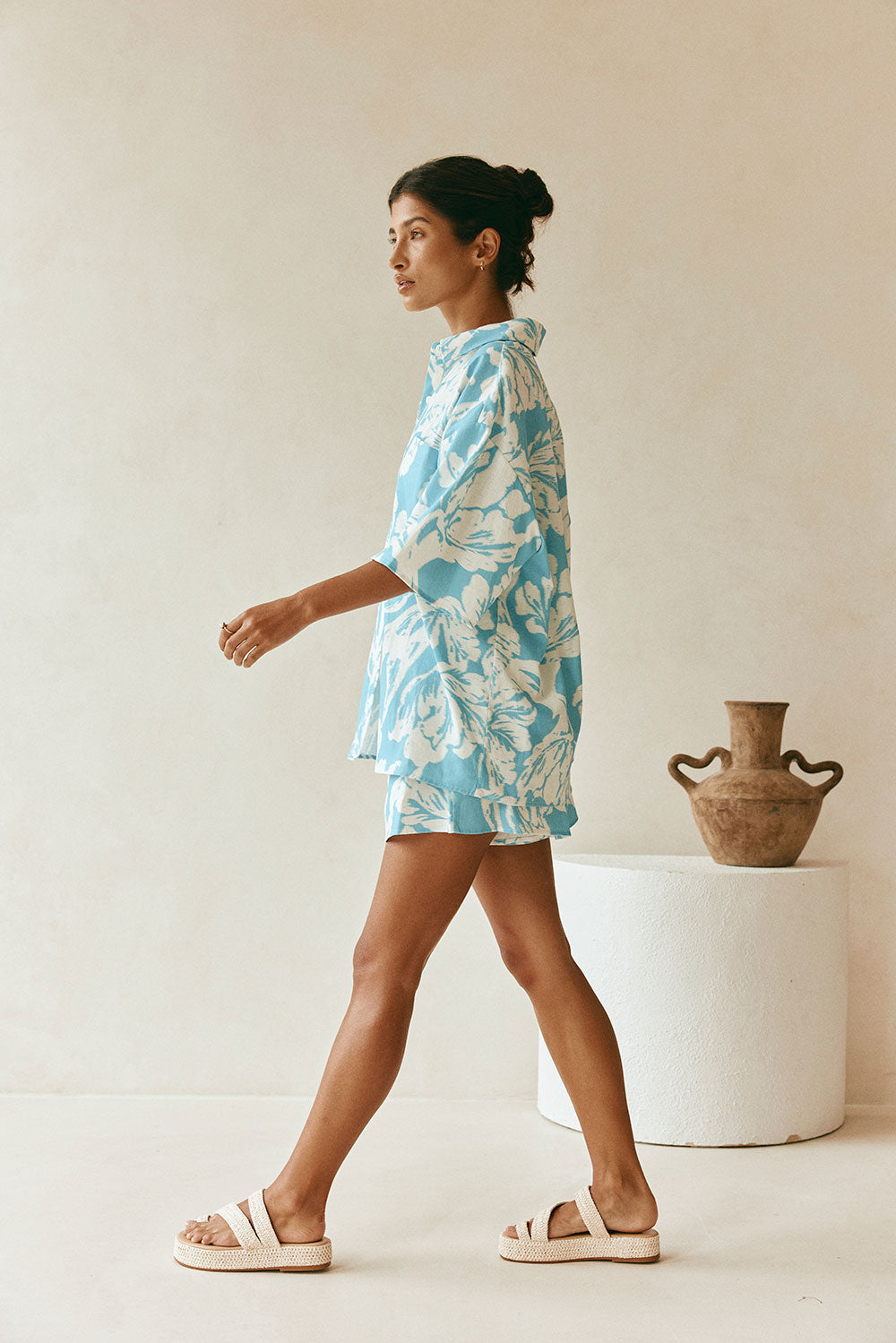 White Sol Floral Print Drawstring Tahlee Shorts