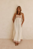 Cream Wavy Cotton Knit Maxi Cielo Dress