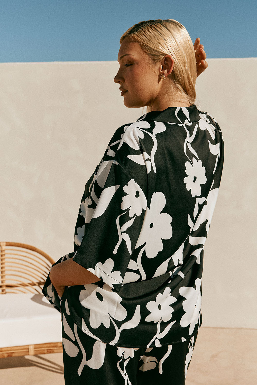 Black Alma Caroline Floral Print Button Up Enza Top