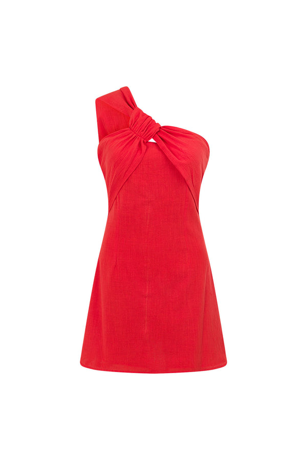Red One Shoulder Mini Dimmi Dress