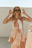 Peach Solanto Print Halter Victoria Top