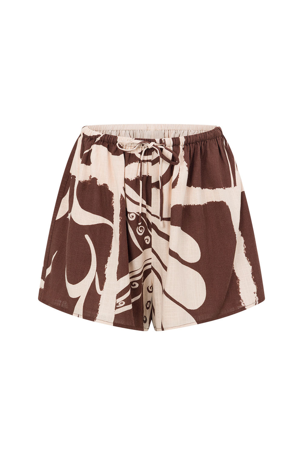 Cream and Brown Painted Tiles Print Scarlet Shorts