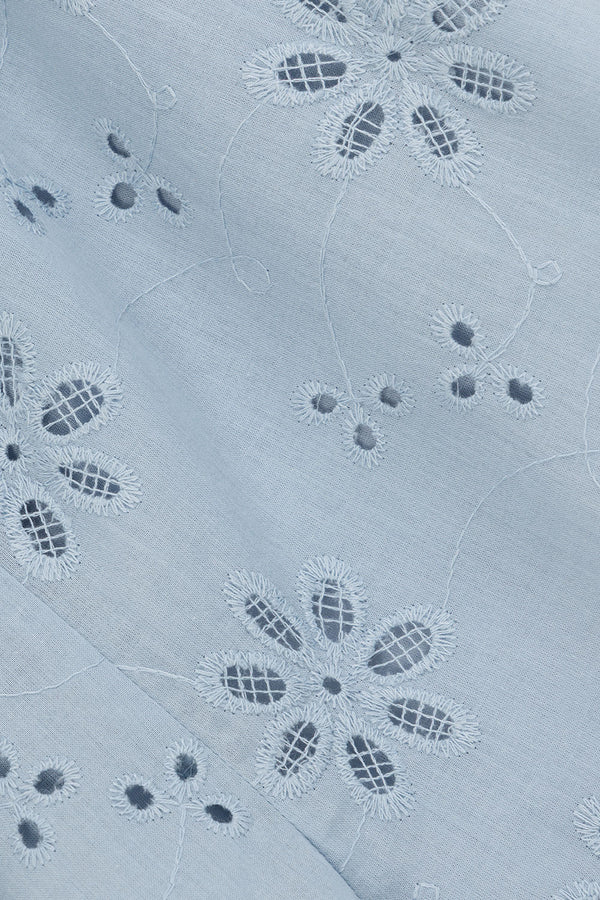 Blue Broderie Elastic Drawstring Octavia Shorts