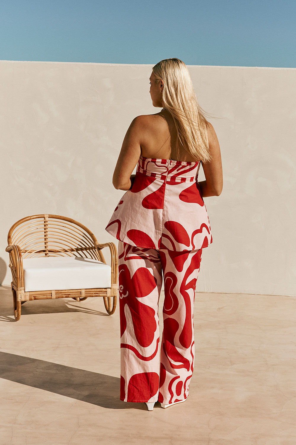 Red and Pink Darling Floral Print Strapless Enya Top