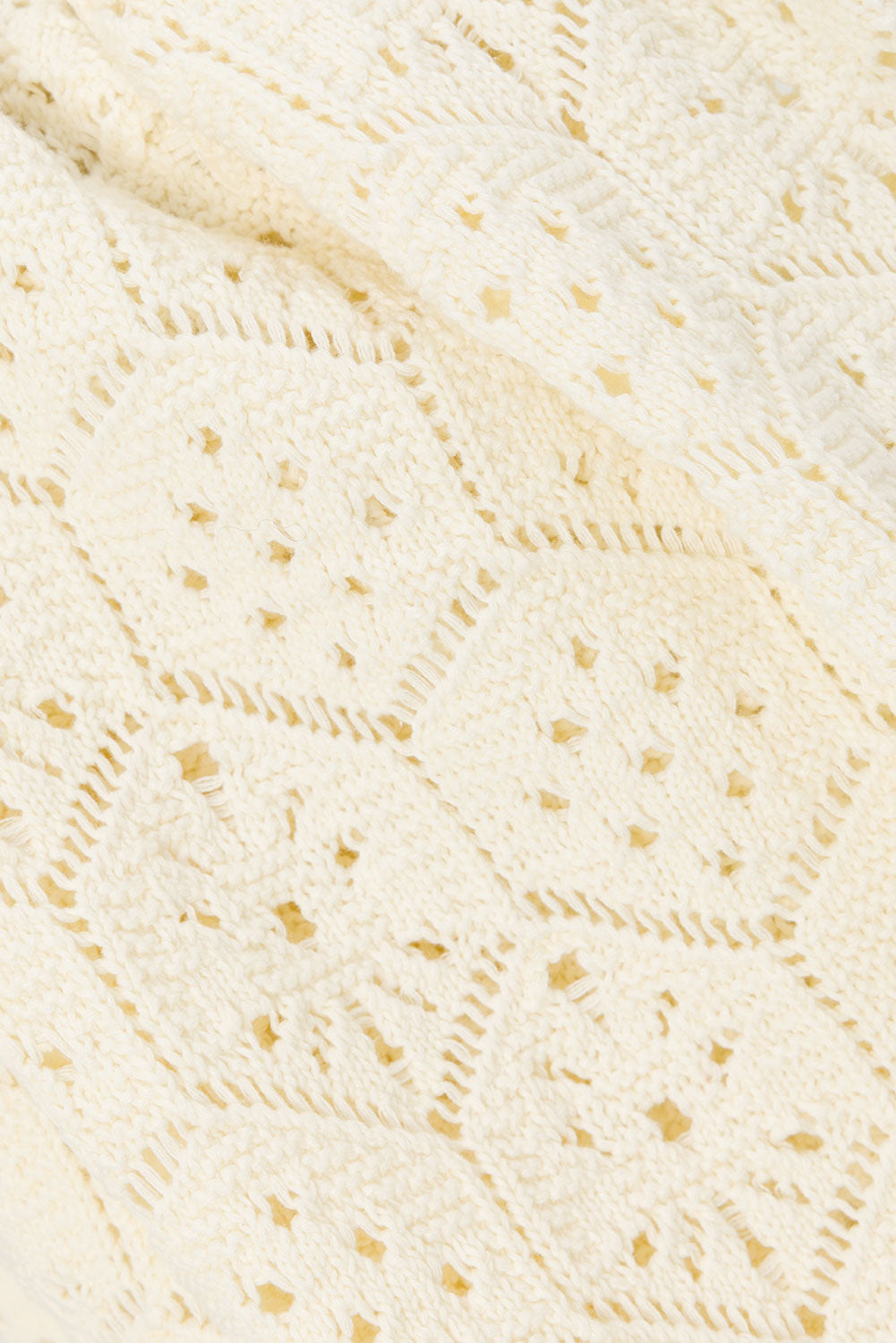 Cream Crochet Knit High Waist Umiko Pants