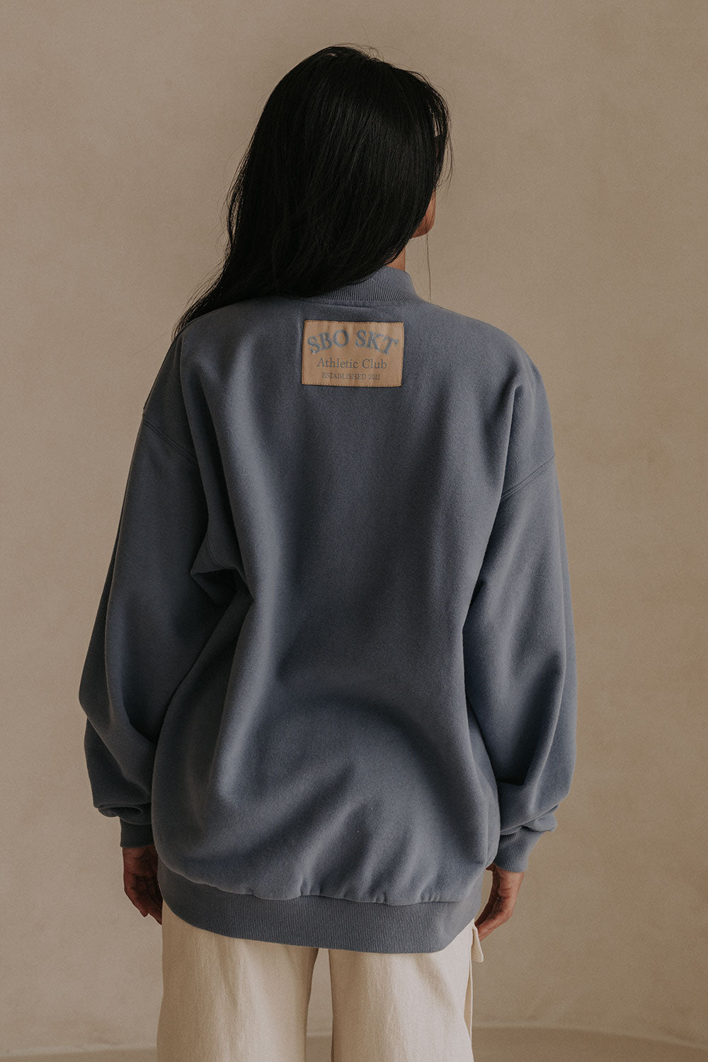 Montpellier Oversized Vintage Sweater - Fleece Blue, Tan