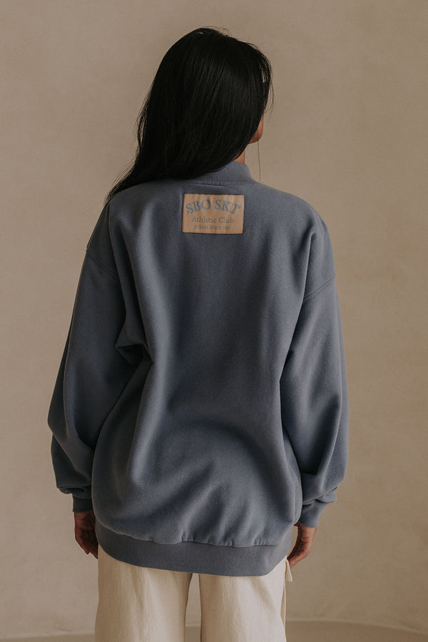 Montpellier Oversized Vintage Sweater - Fleece Blue, Tan