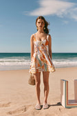 Orange Estivo Dusk Print Lace Up Mini Camille Dress