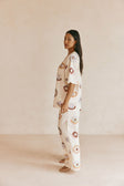 Cream Matia Print Off Shoulder Grace Top