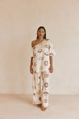 Cream Matia Print Off Shoulder Grace Top
