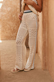 Cream Patch Crochet Knit High Waist Matilda Pants