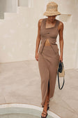 Chocolate Brown Front Split Wrap Maxi Bridget Skirt