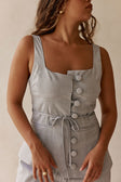 Blue Button Khaleesi Top