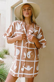 Atzaro Mini Shirt Dress - Brown