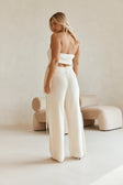Cream Ribbed High Waist Alice Pants