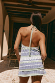 White Blue and Green Stripe Knit Halter Karina Top