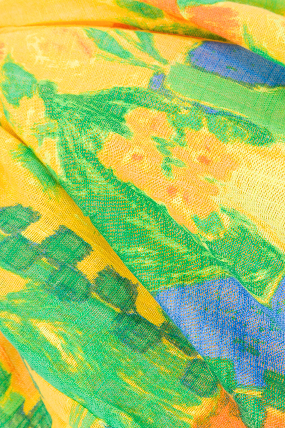 Jetta Front Tie Shorts -Green, Blue & Orange Morning Yellow Print