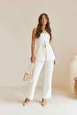 Aila Strapless Split Top - Cream