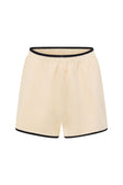 Cream Elastic High Waist Adelia Shorts